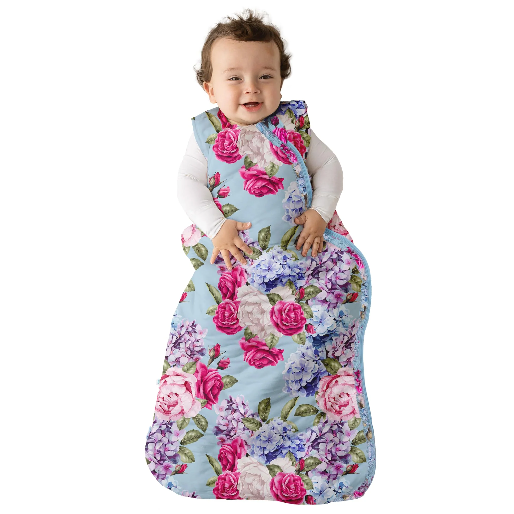 Posh Peanut Sleep Sack for Babies and Toddlers - 0.5 Tog Soft Viscose from Bamboo Baby Sleeping Bag. Wearable Blanket (Lacey. 6-18 Months)