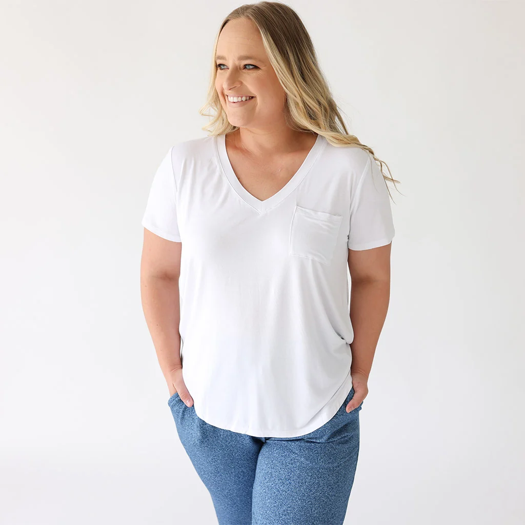 Women's White V-Neck Tee