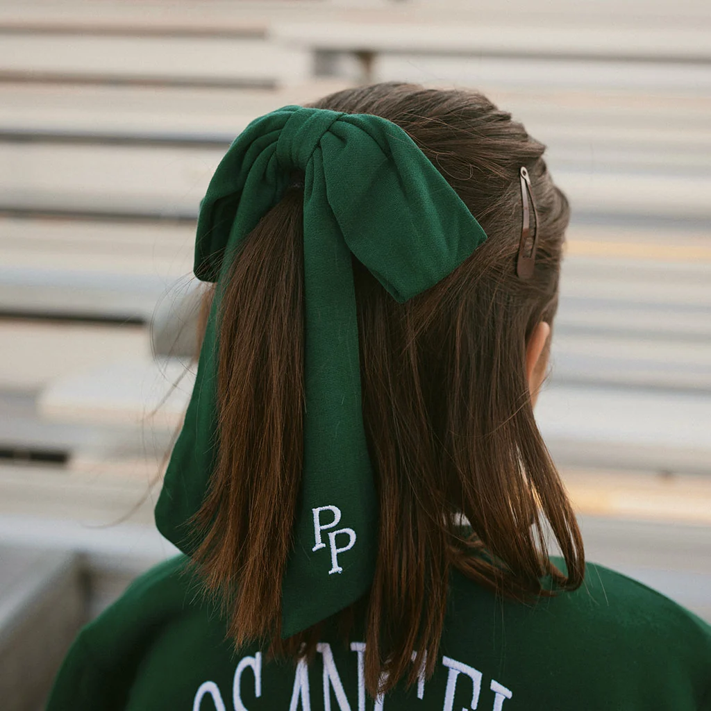 Varsity Green French Terry Luxe Bow Hair Clip