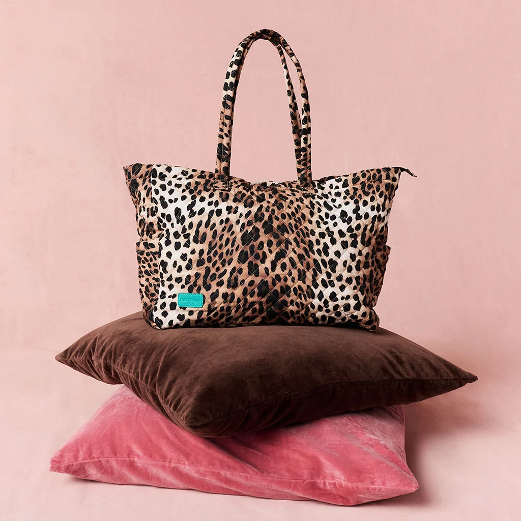 Loretta Leopard Quilted Tote Bag