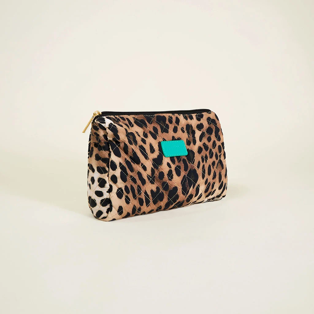 Loretta Leopard Quilted Toiletry Bag