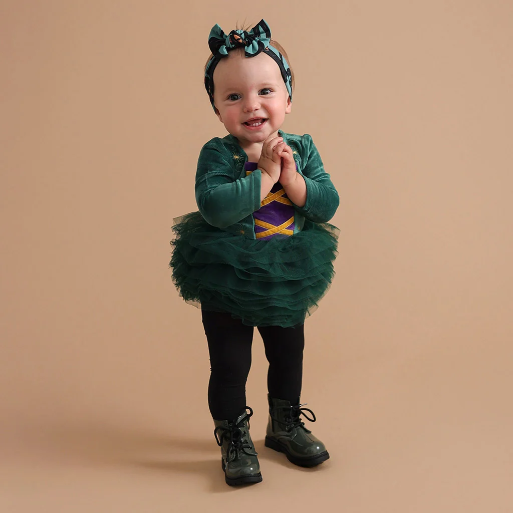 Disney Hocus Pocus Winifred Velour Tulle Bodysuit Dress