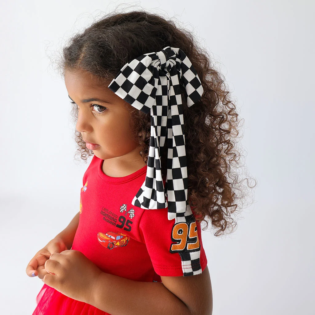 Racing Checker Luxe Bow Hair Clip