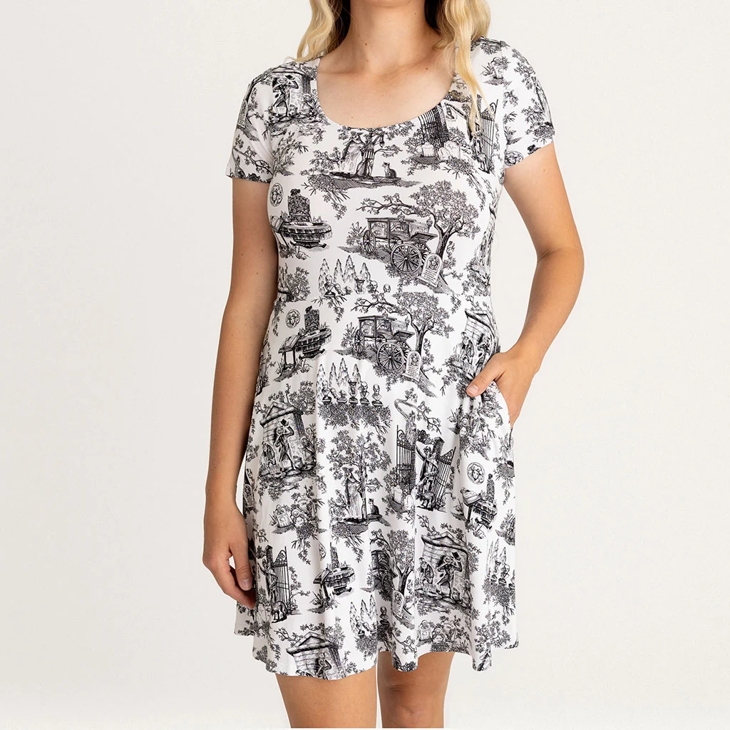 Disney The Haunted Mansion Toile Women's Scoop Short Dress