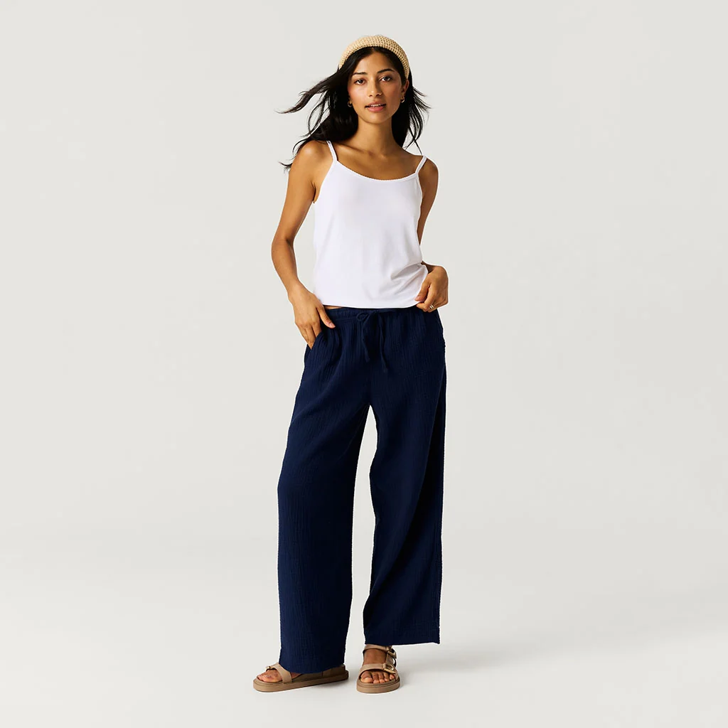 Varsity Navy Women's Cotton Crinkle Pants