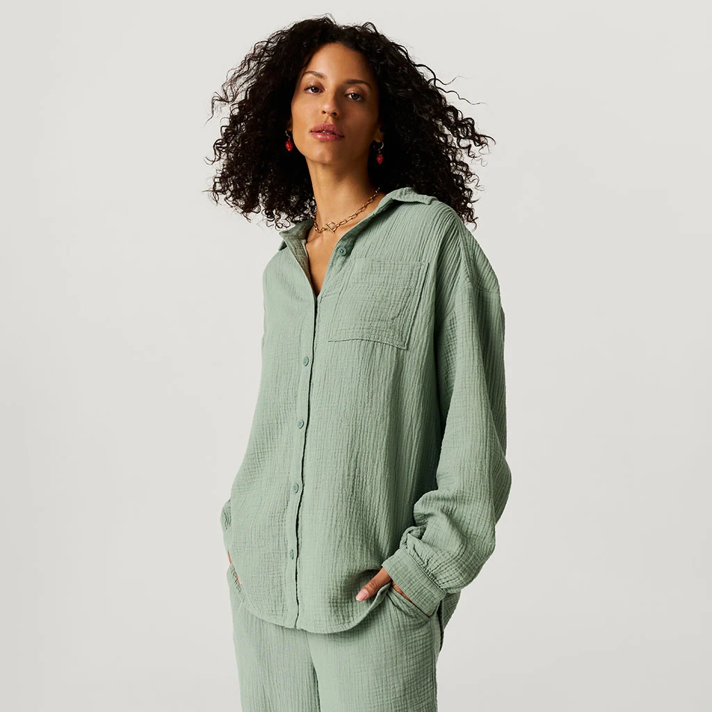 Soft Jade Women's Oversized Cotton Crinkle Shirt
