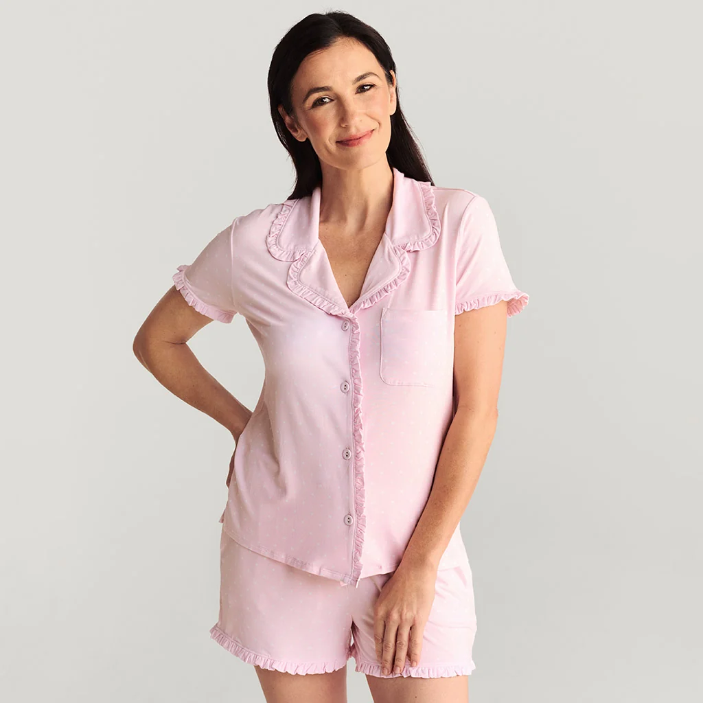 Caroline Dot Women's Ruffled Pajama Short Set