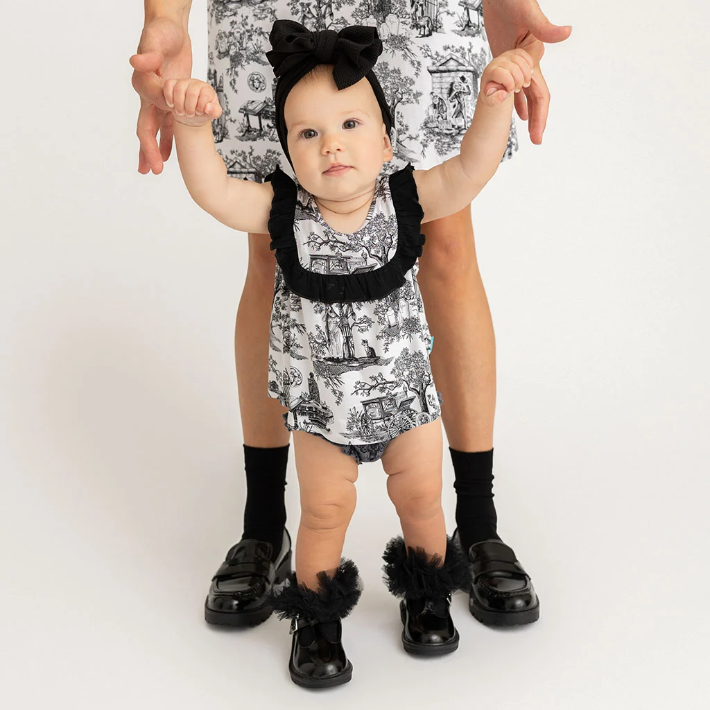 Disney The Haunted Mansion Toile Flowy Ruffled Top Bummie Set