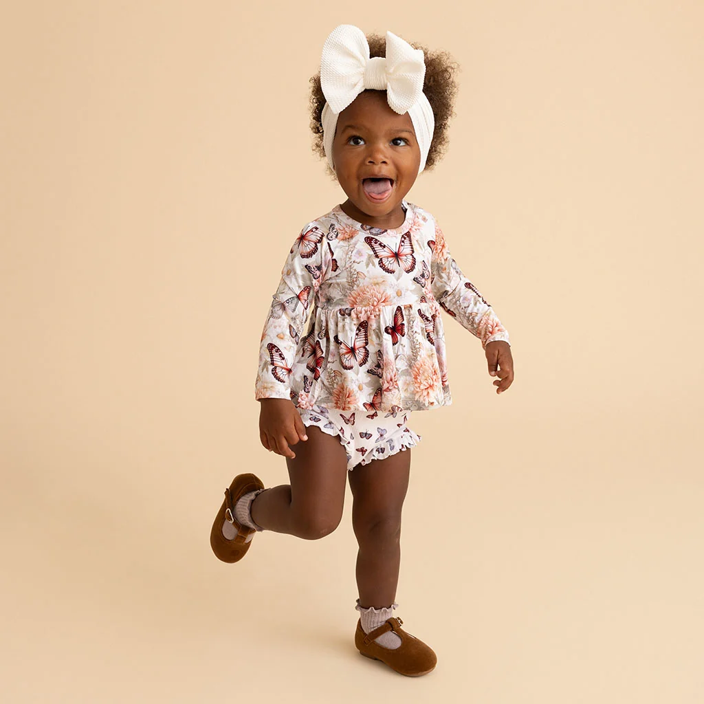 Leanne Peplum Ruffled Pointelle Bummie Set