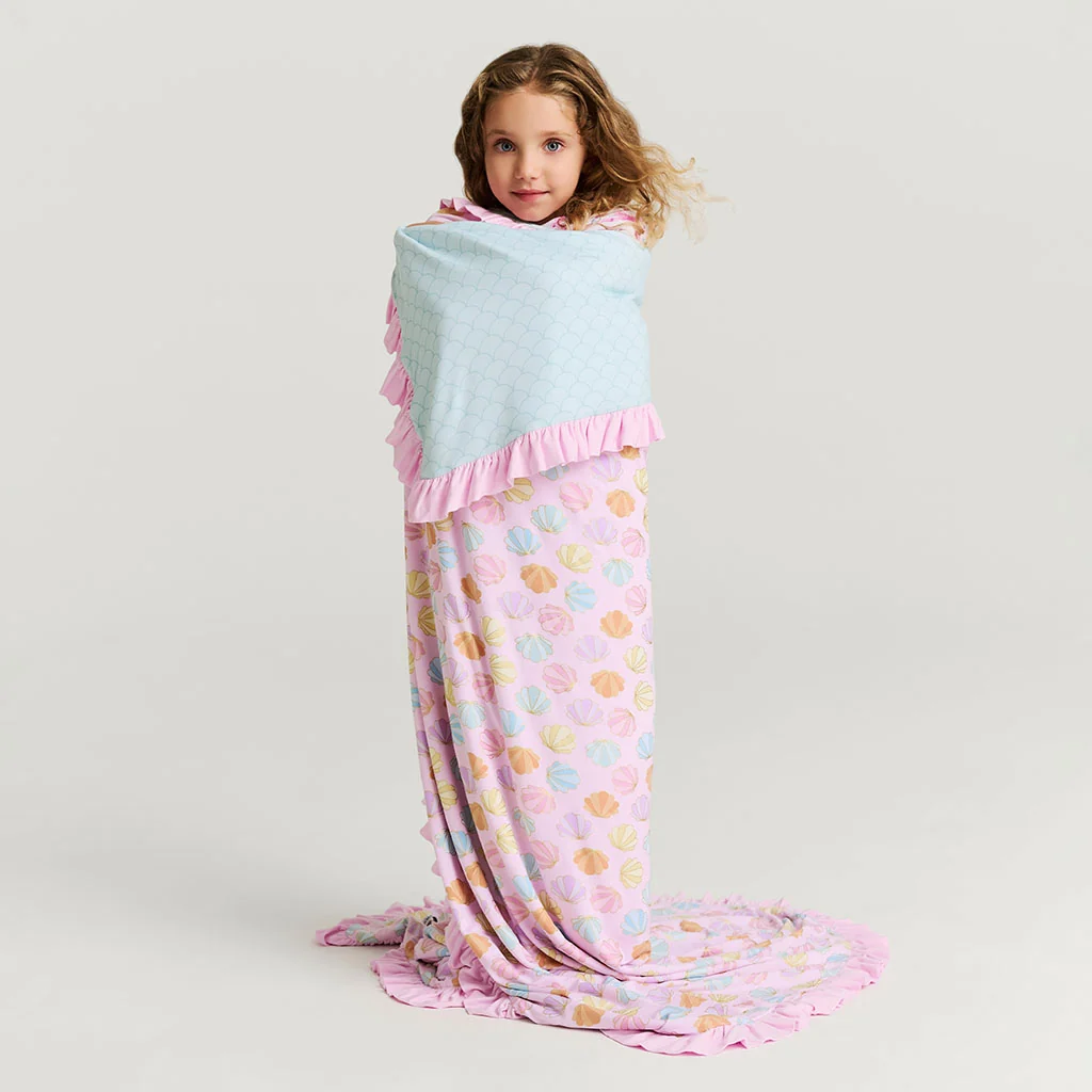 Shelly Pink & Posh Scales Ruffled Luxe Patoo® Blanket