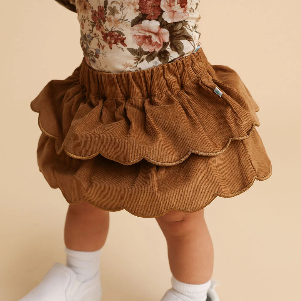 Camel Cotton Corduroy Scalloped Bummie