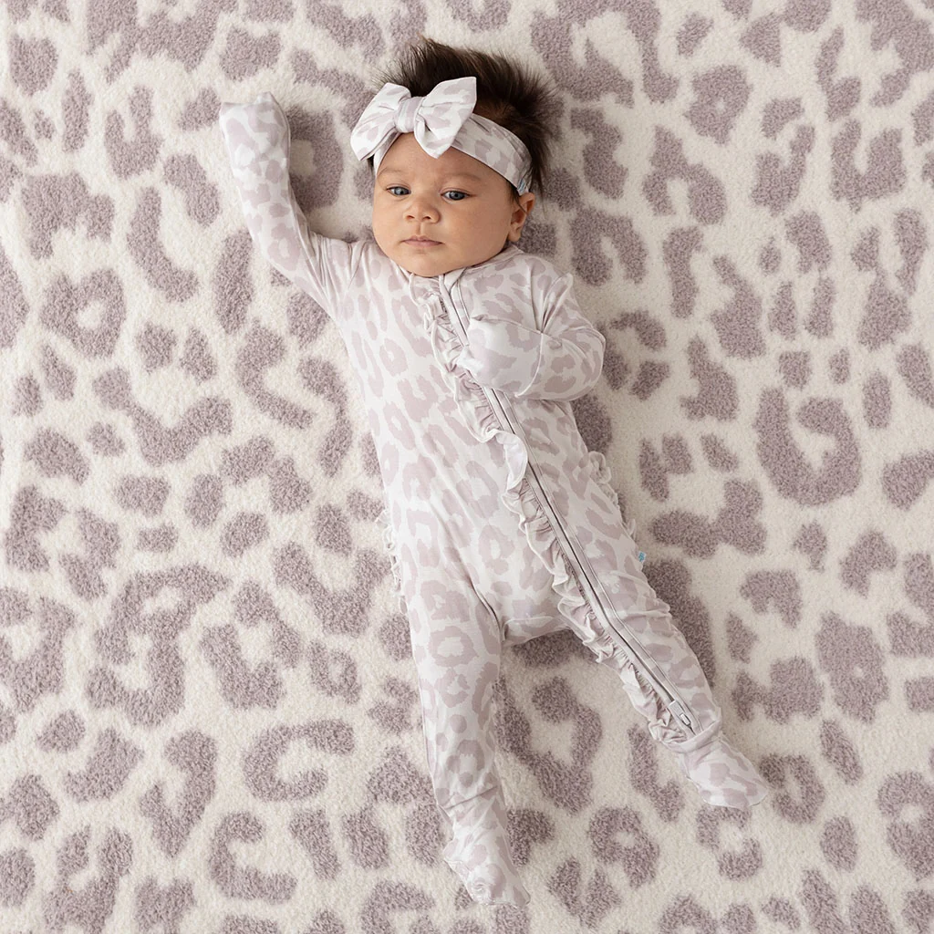 Laurel Leopard Footie Ruffled Zippered One Piece