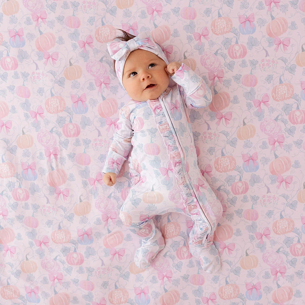 Posh Pumpkins Footie Ruffled Zippered One Piece