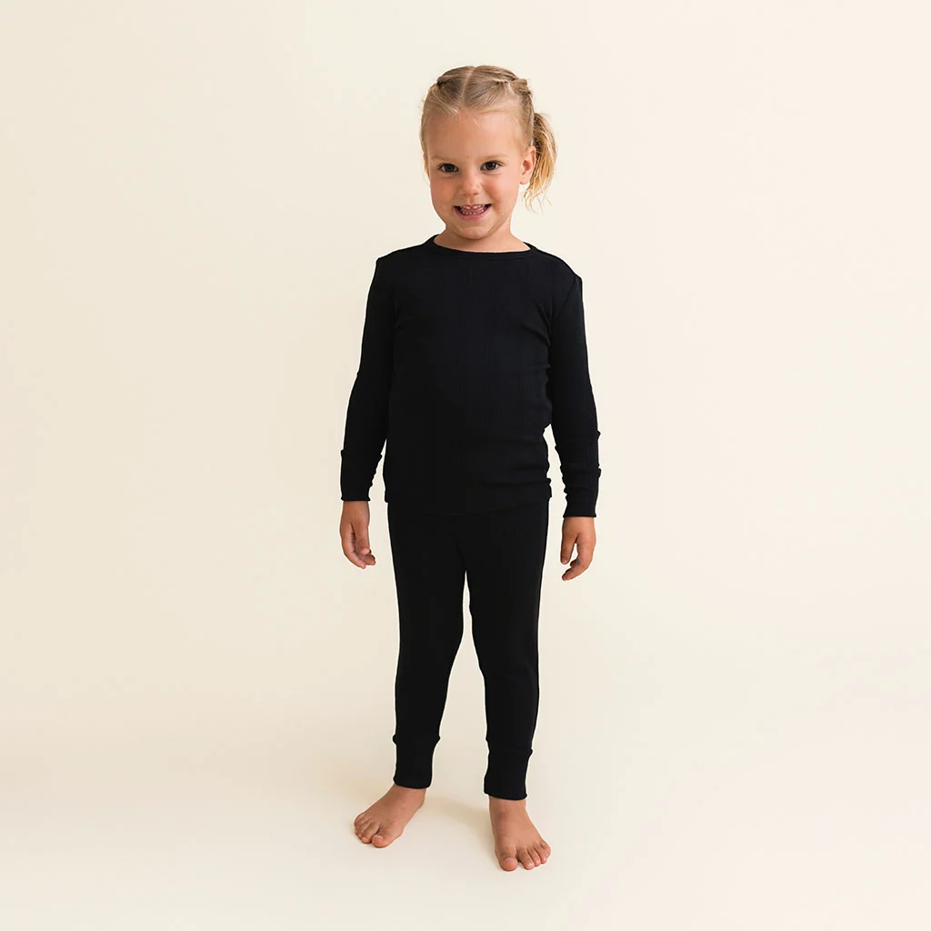 Black Pointelle Pajama Set