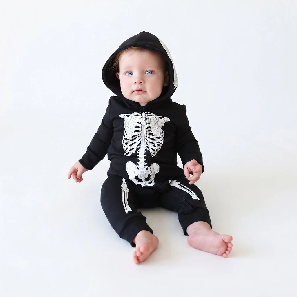 Classic Skelly Fleece Hooded Romper