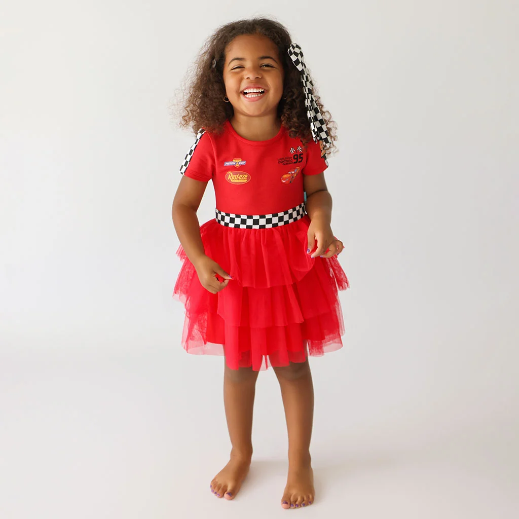 Disney Racing Red French Terry Racing Tulle Dress